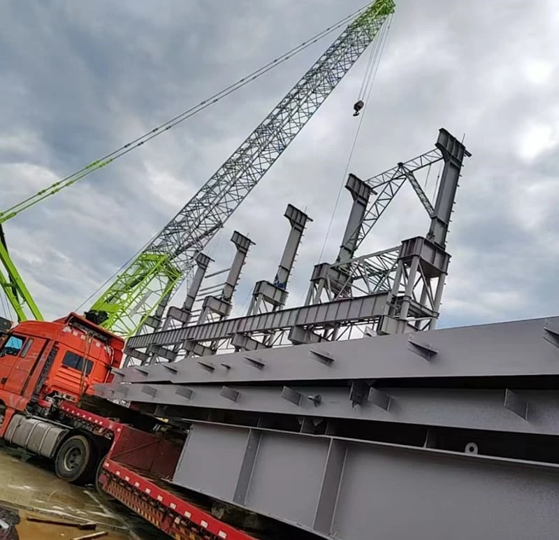 Record-Breaking Steel Erection: 40-Ton Lattice Columns Complete for Marine Workshop Project​